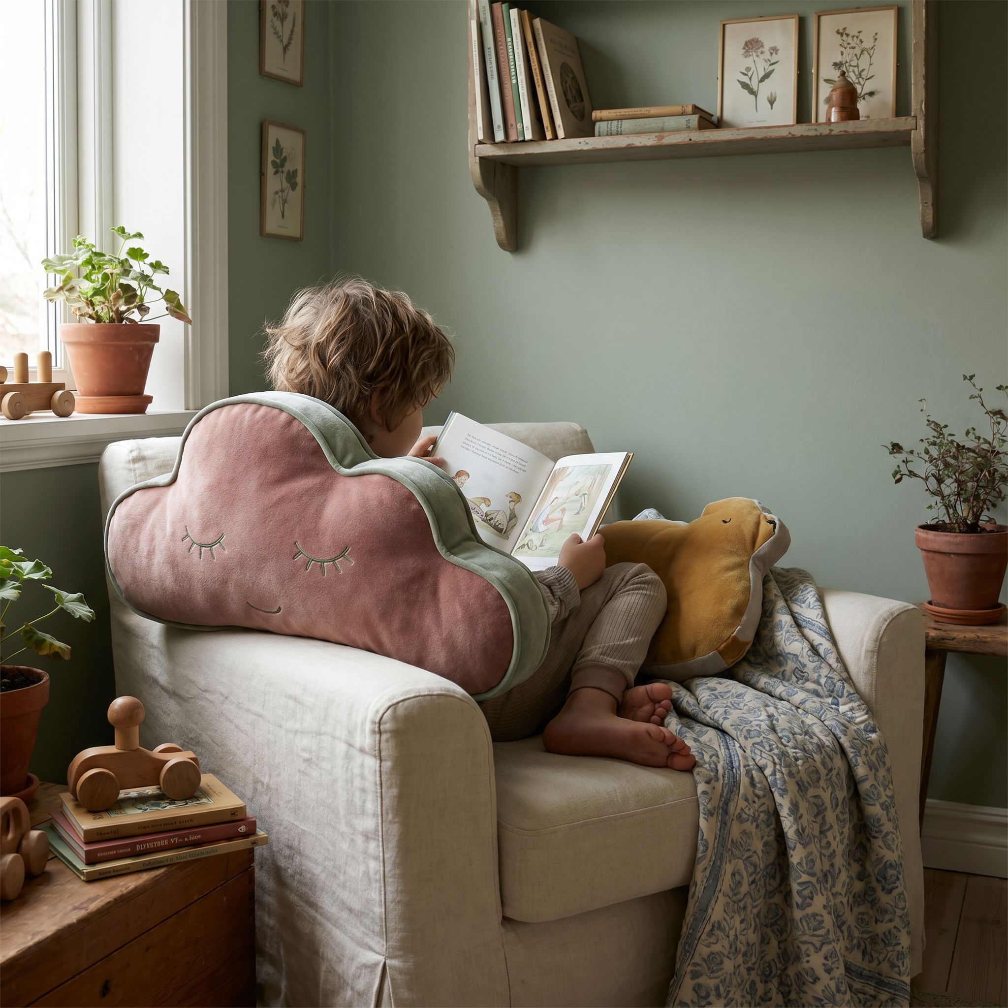 Illustration — Coussin de lecture - nuage douillet