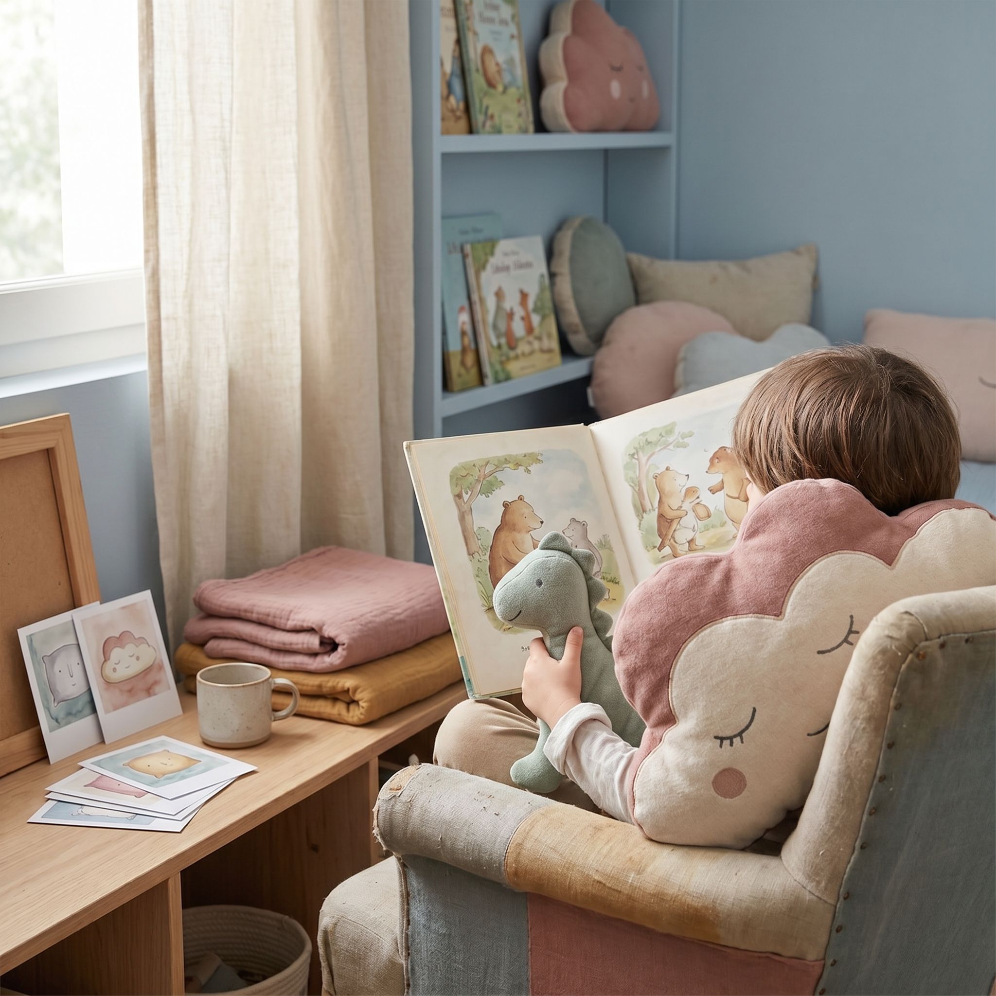 Illustration — Coussin de lecture - coussin sandwich doux