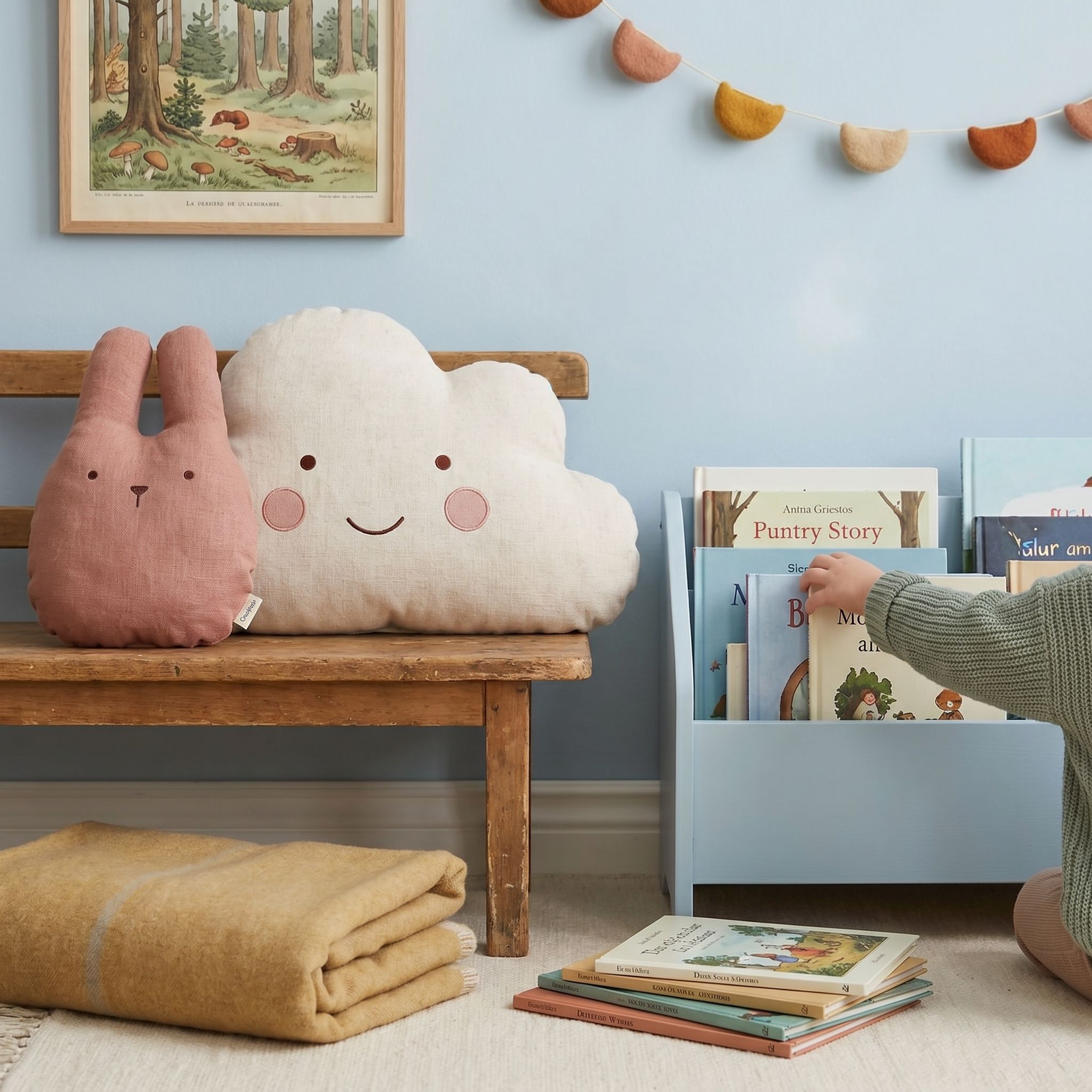 Illustration — Coussin de lecture - nuage serein